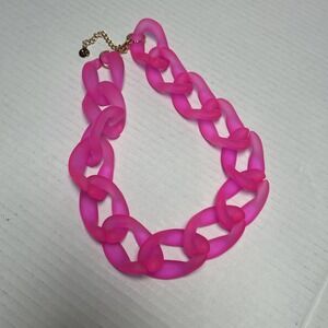 HUGE CHUNKY HOT PINK TRANSLUCENT LINKS NECKLACE COLLAR